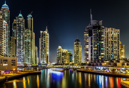 A night view of Dubai Marina